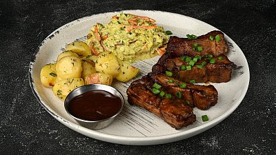 Ребра в азиатском соусе (250/100/90/40 г) - Мястория