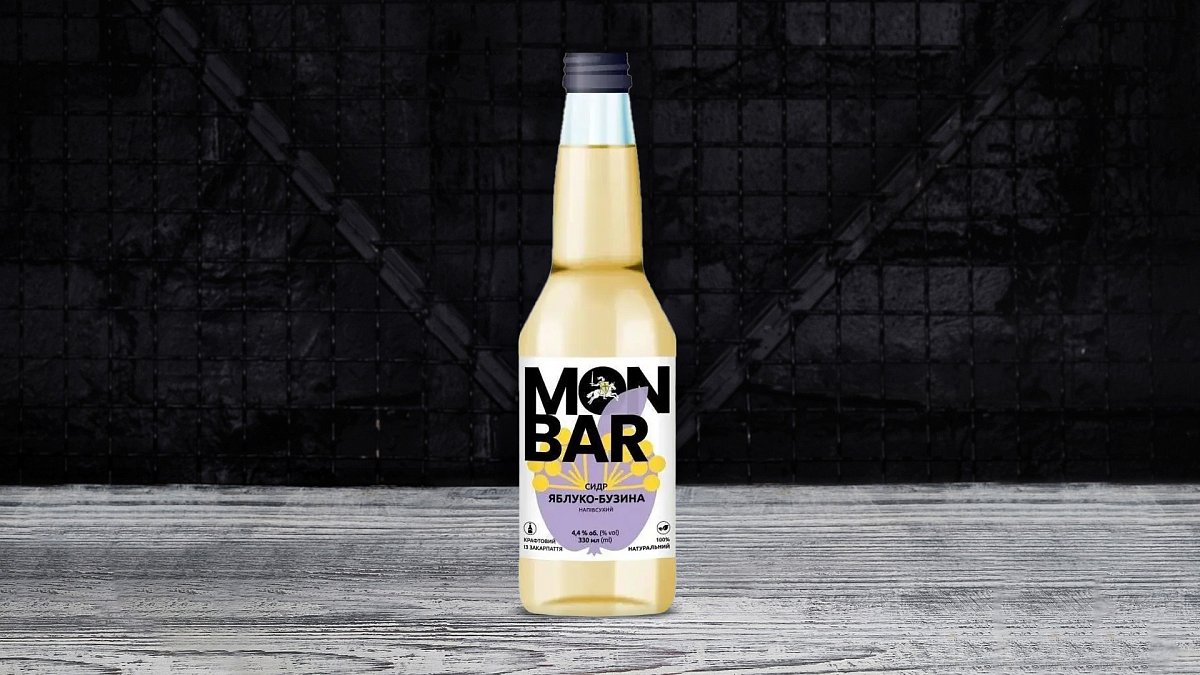 Сидр Monbar Яблоко-Бузина полусухой 4,4% 330 мл - Мястория