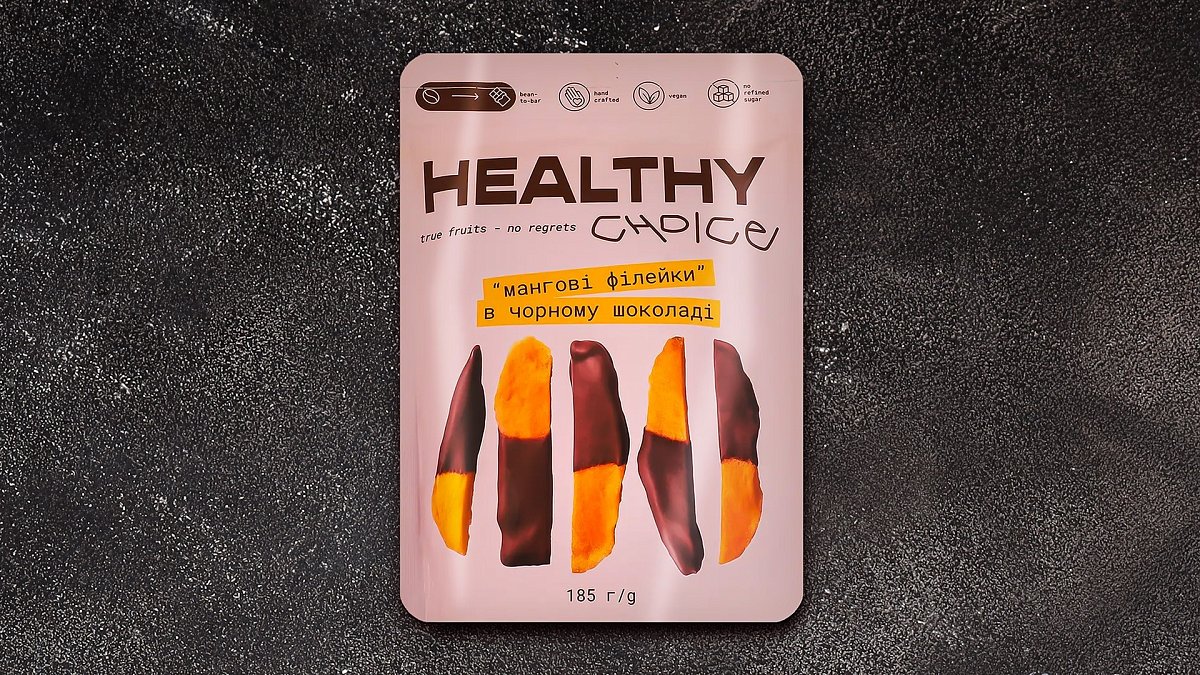Манговые дольки в чёрном шоколаде Healthy Choice 185 г - М'ясторія