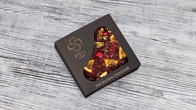 Шоколад чорний з апельсином, журавлиною та малиною Spell 90 г - М'ясторія